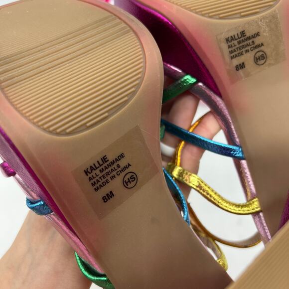 Pop Womens Kallie Heeled Sandals Pink Fuschia Multicolor Size 8 - Picture 7 of 9